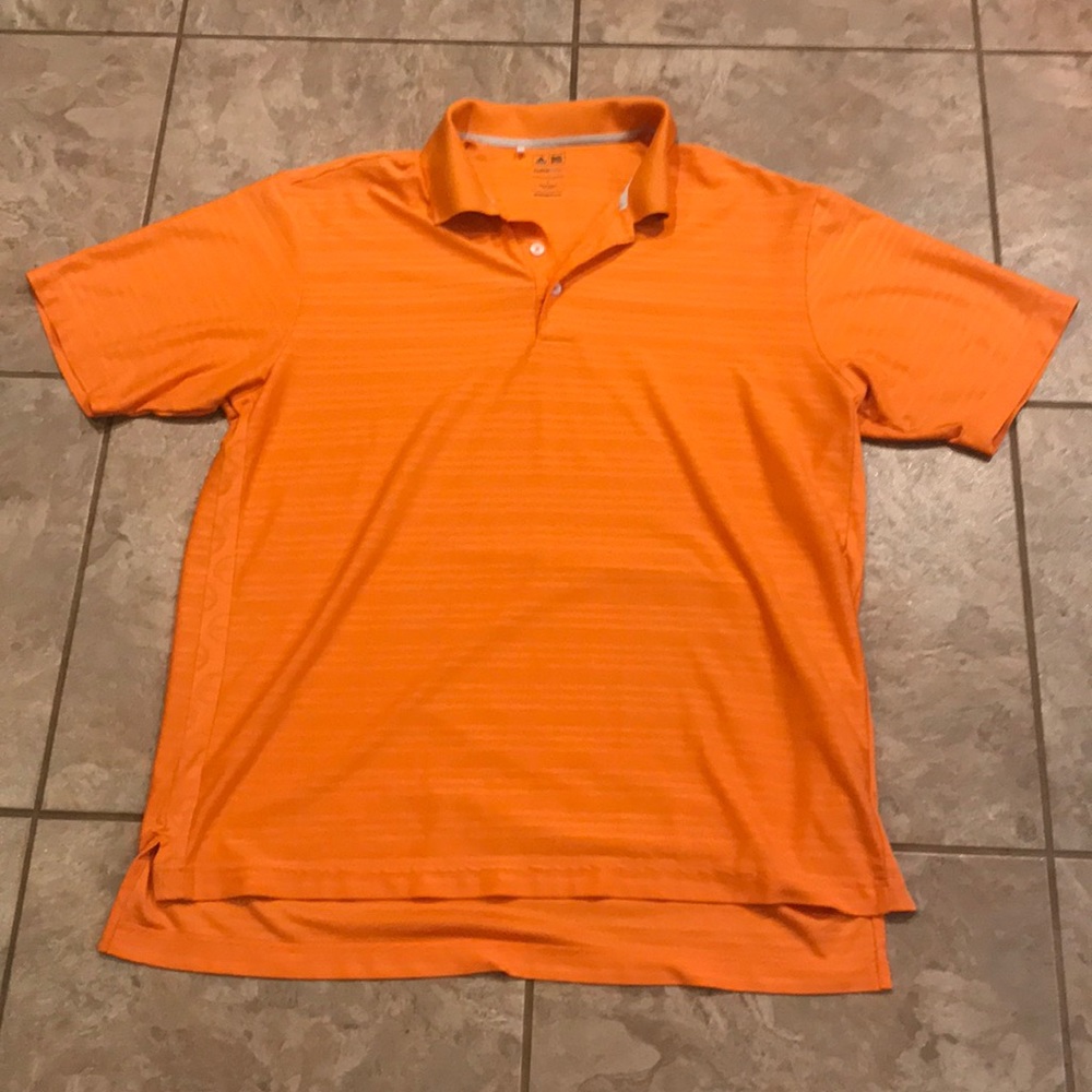 Orange striped adidas collared polo shirt